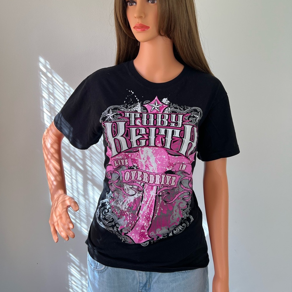y2k pink & black toby keith concert tee